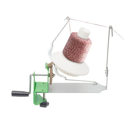 Manual Yarn Ball Winder, Large Spool Capacity 1.1 lbs, Smooth Hand Crank with Double Arm Balance & Anti-Tangle Design, Tabletop Clamp, Portable Knitting Winder for Wool Cotton Yarn, White & Green