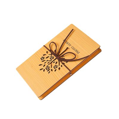 Yardenfun Diy Photo Album 15 Sheets Wooden Photo Album Sleeves Foldable Accordion Scrapbook Wedding