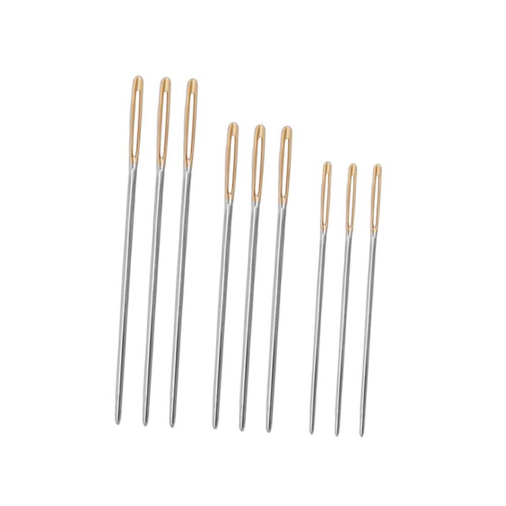 Lurrose 9pcs Embroidery Needles Large Eye Round Head Stitching Needles Blunt Tips for Yarn Knitting Sewing