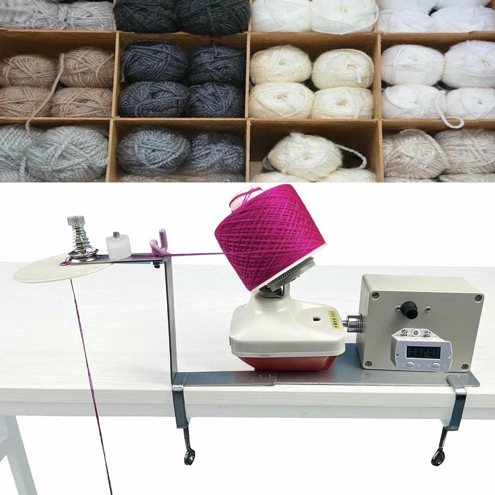 OJHVTCXD Electric Yarn Ball Winder with Counter,Automatic Knitting Roller Twine, Knitting Roll String Yarn Thread Ball Winder-500g Max Winding Capacity Yarn Ball Winder for Metal Yarn, Wool,White