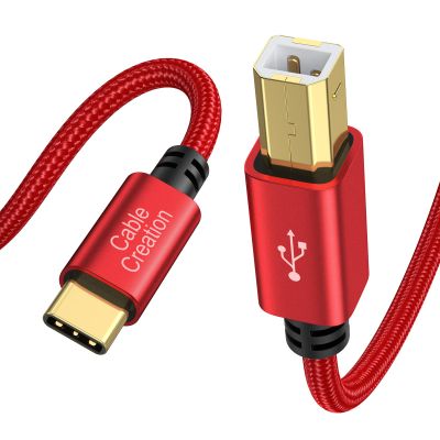 CableCreation USB B to USB C 3.3FT Printer Cable, MIDI Cable to USB C, Nylon Type C to Type B 2.0 Printer Cord for MacBook, iPad, Yamaha Piano, MIDI Keyboard, DJ Controller, DAC, 1.0M, Red