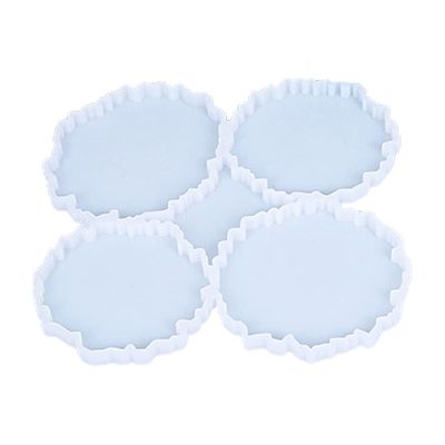 BOLOUY 4 in 1 Crystal Epoxy Resin Coaster Tray Molds Agate Geode Resin Molds Coaste Making Accessories Office Home Decoration