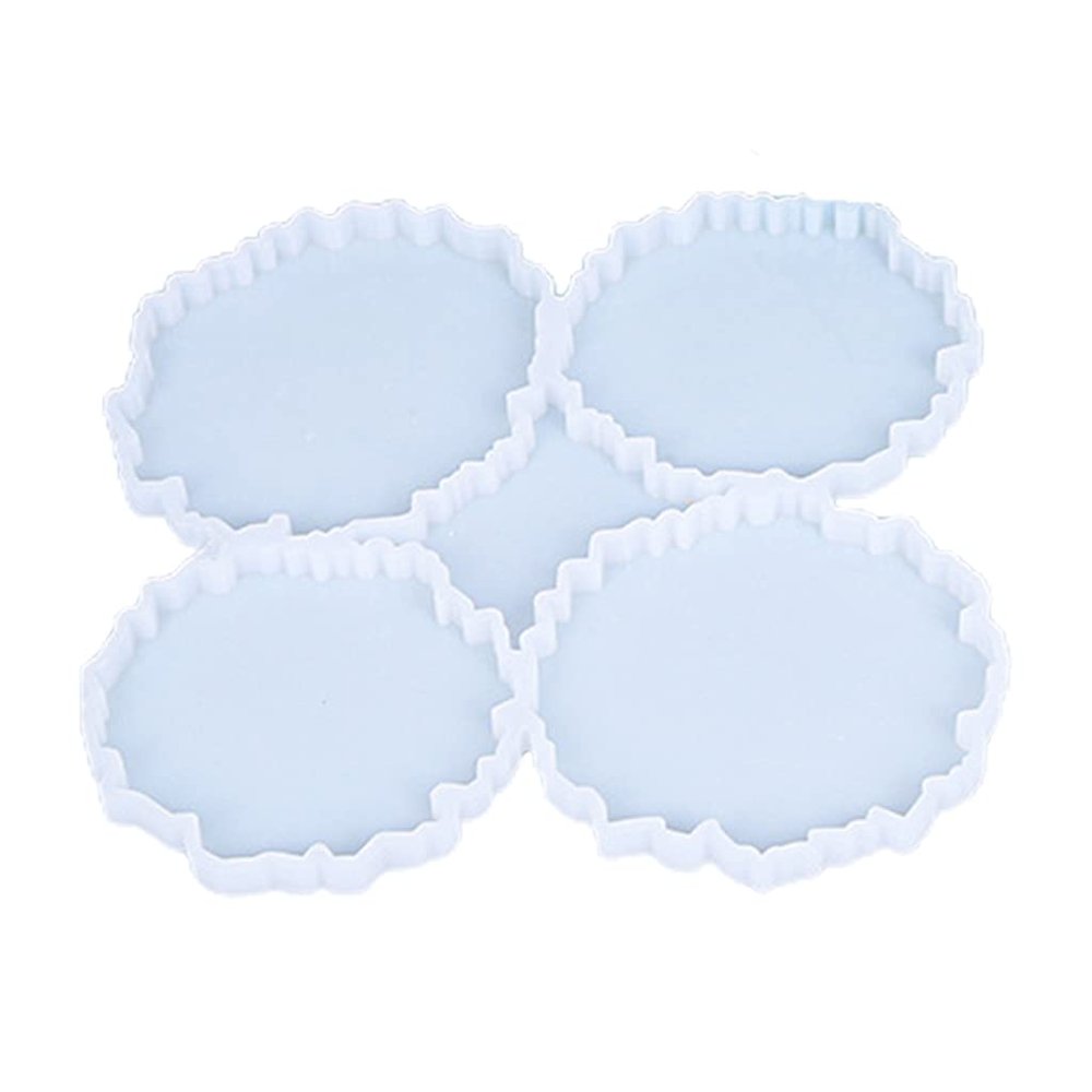 BOLOUY 4 in 1 Crystal Epoxy Resin Coaster Tray Molds Agate Geode Resin Molds Coaste Making Accessories Office Home Decoration
