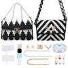 FREEBLOSS 2 Set DIY Plastic Canvas Mesh Bag Kit Blank Mesh Canvas Sheets for Embroidery Needlepoint Craft Kit Knit and Crochet Projects Handbag Making Accessories, Black and White view 1