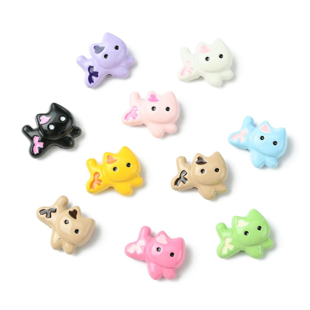 KitBeads 45Pcs 9 Colors Cat Shape Beads Colorful Little Kitten Pet Animal Beads for Bracelets Necklaces Earrings Jewelry Making Crafts Bulk