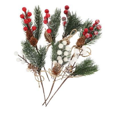 LIFKOME Christmas Pine Cones Berries Decorations 7pcs Pine Needle Bouquet Fake Berry for Home Decor