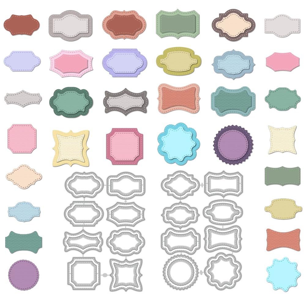 DELORIGIN 3D Overlay Frame Cutting Dies for Card Making, Label Dies Carbon Steel Cut Die Border Stencils Scrapbooking Embossing Template for DIY Paper Crafting Gift Box