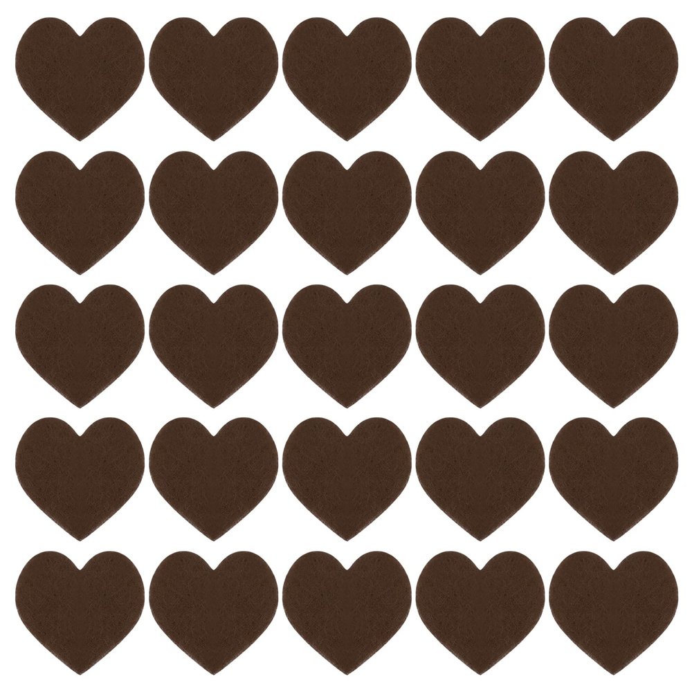 MECCANIXITY 100Pcs Felt Heart, Felt Hearts for Crafts 3.54Inch x 3.54Inch Scrapbooking Sewing Embellishment for Home Decor Party DIY Garland Wreath Craft, Brown