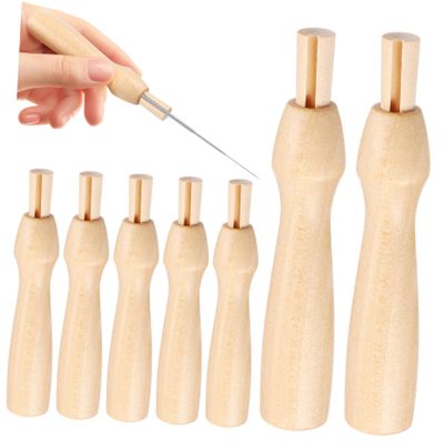 Uonlytech 10pcs Wooden Punch Needle Handles Replacement Versatile Felting Tool for Needle Poking for Crafting DIY Projects and Wool Work