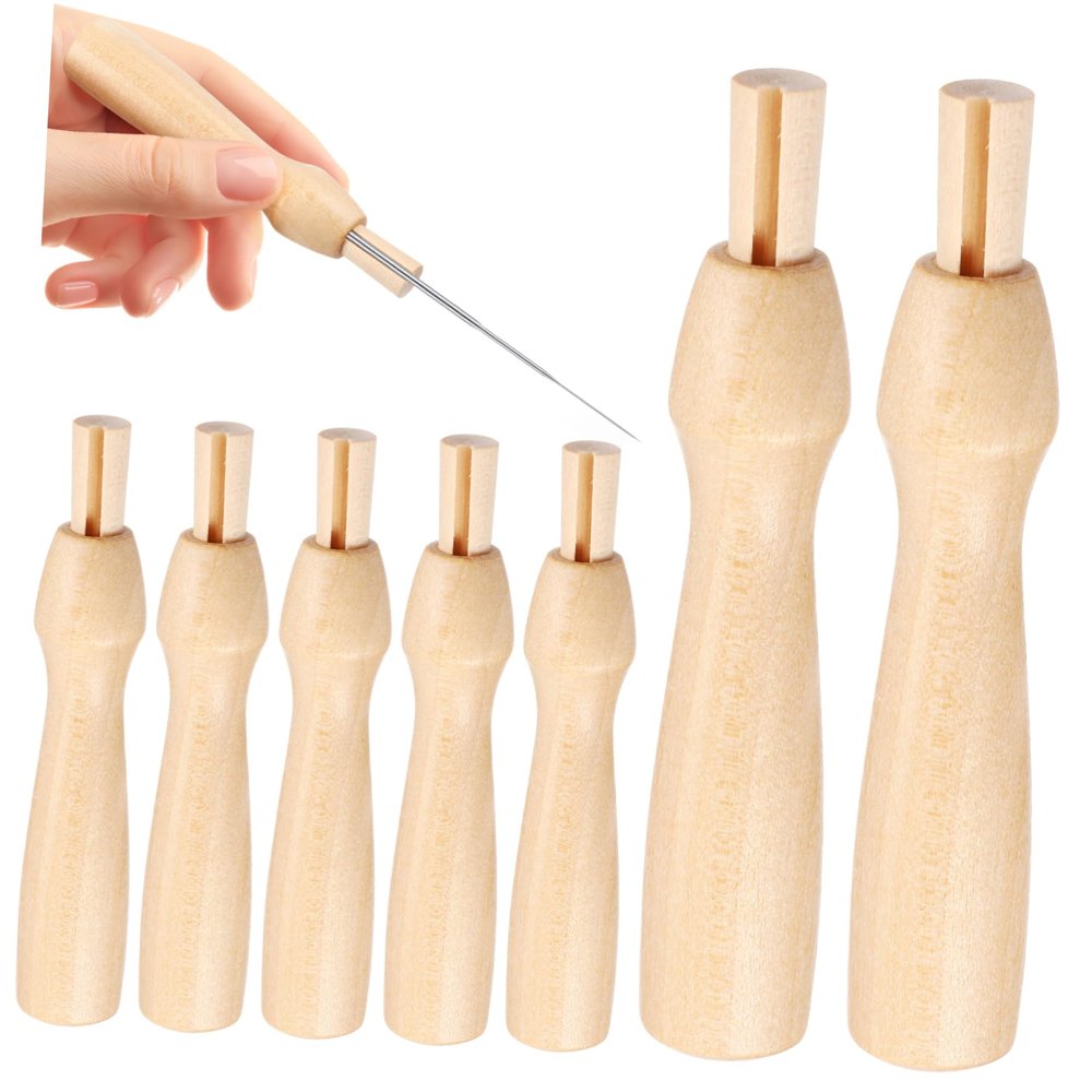 Uonlytech 10pcs Wooden Punch Needle Handles Replacement Versatile Felting Tool for Needle Poking for Crafting DIY Projects and Wool Work