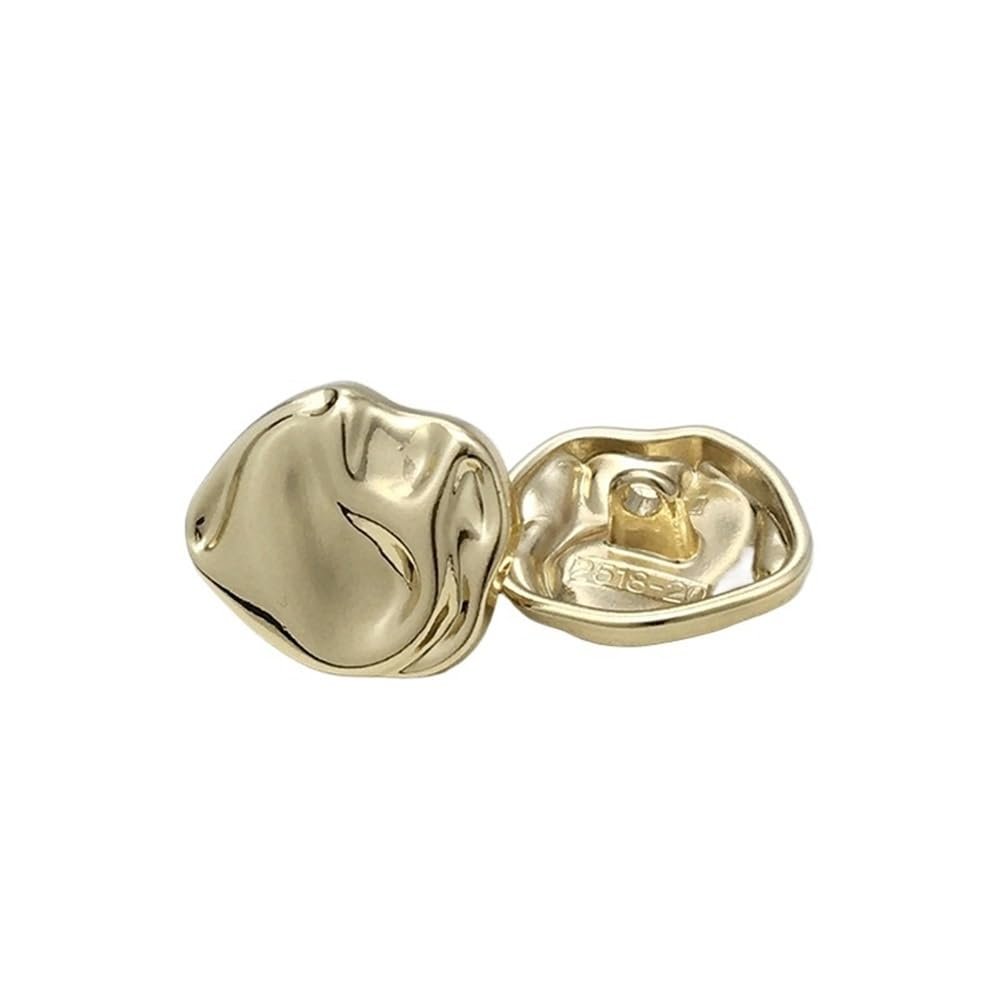 10pcs Irregularly Shaped Buttons Gold Silver Color Metal Shank Buttons Clothing Sewing Accessories(Gold,20mm)