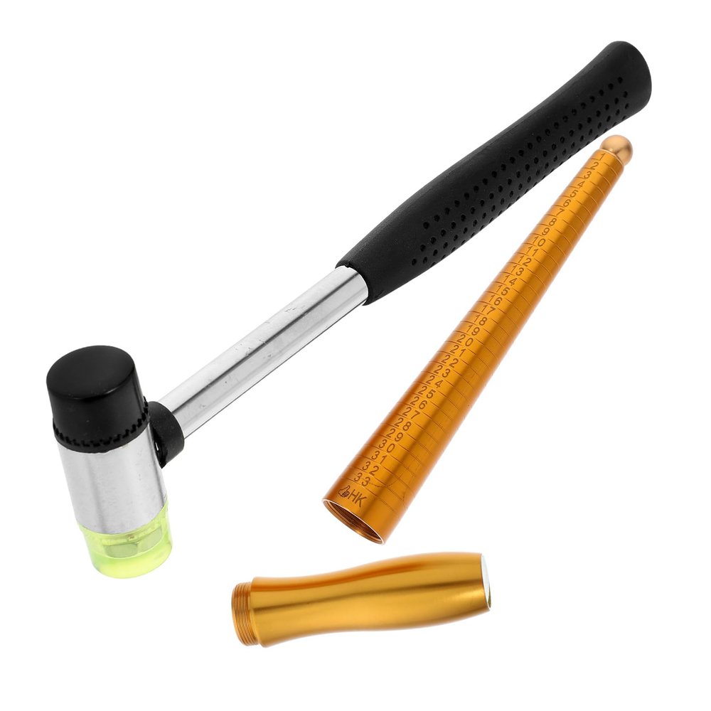 DIYEAH 2pcs Sizing Tool Mandrel and Rubber Hammer for Accurate Measurement and Restoration Jewelry Repair Kit for Comfortable Maintenance