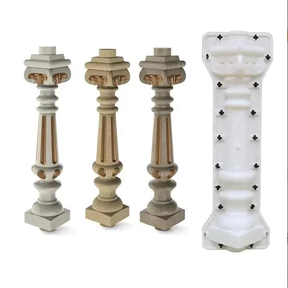 Decorative Roman Pillar Concrete Baluster Mold, 27.6 inch Garden Column Cast Mold, White
