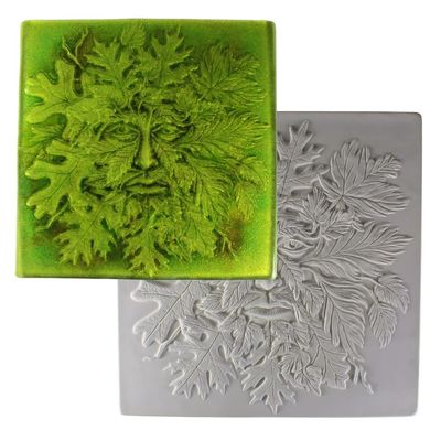 12" SQ. Deep .5" Greenman Texture Mold Glass Fusing