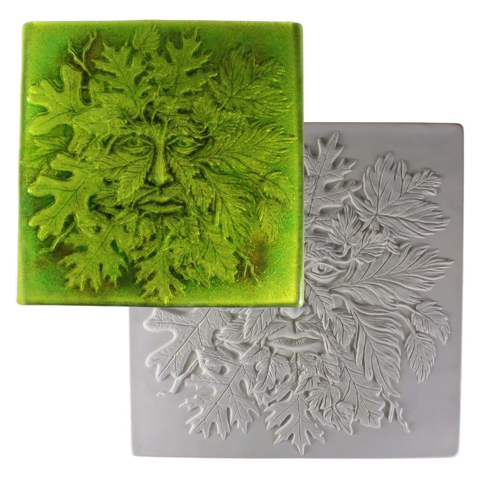 12" SQ. Deep .5" Greenman Texture Mold Glass Fusing