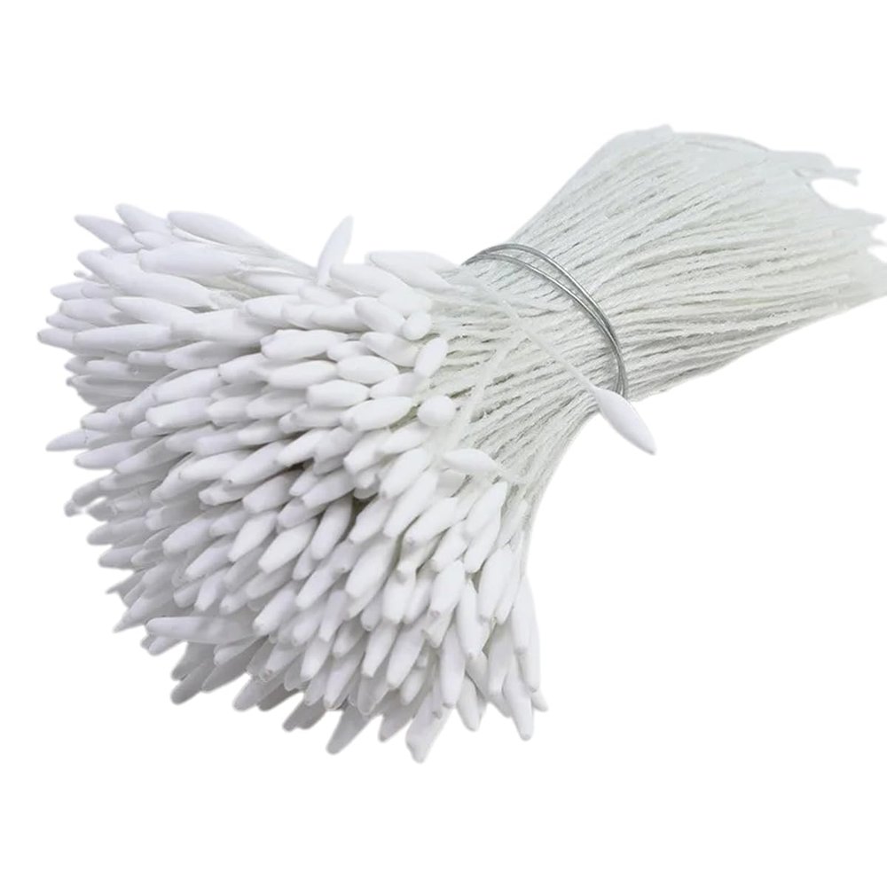 LKXHarleya 1480PCS Matte Pointed Core Stamen, Single Head Floral Stamens for Flower Making Wedding Scrapbook Decoration DIY Crafts Accessories, White