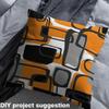 jejeloiu Orange Fabric by The Yard 1 Yard, Geometric Plaid Upholstery Fabric for Chairs, Modern Abstract for Home DIY Projects, Soft Flannel view 4