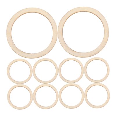 Angoily Diy Craft Decor 100pcs Round Shape Hollowed Wooden Slices 5cm Mini Wood Chips Natural Decorative Wood for Scrapbooking
