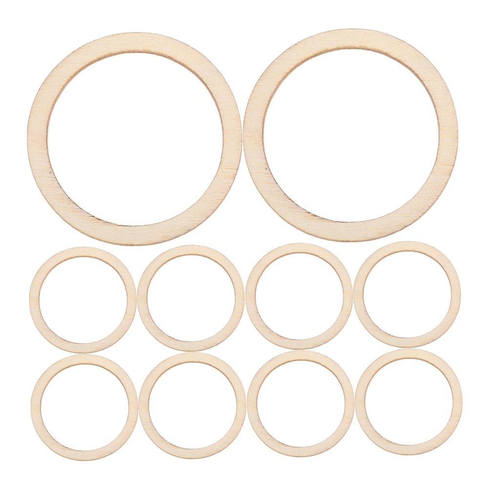 Angoily Diy Craft Decor 100pcs Round Shape Hollowed Wooden Slices 5cm Mini Wood Chips Natural Decorative Wood for Scrapbooking