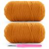 2 Pack Soft T-Shirt Yarn for Crochet, T Shirt Yarns for Crocheting Crafts, Bags, Basket, Coaster, Tshirt Yarns - 800 G/260 Yds with 1 Crochet Hook (2, Ginger Color) view 1