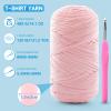 2 Pack Soft T-Shirt Yarn for Crochet, T Shirt Yarns for Crocheting Crafts, Bags, Basket, Coaster, Tshirt Yarns - 800 G/260 Yds with 1 Crochet Hook (2, Ginger Color) view 2