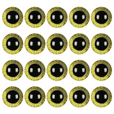 Ayuduots 20pcs Glitter Safety Eyes for Amigurumi, Round Craft Assorted Size Crochet Eyes for Teddy Bear Plush Animal - Golden, 0.7in