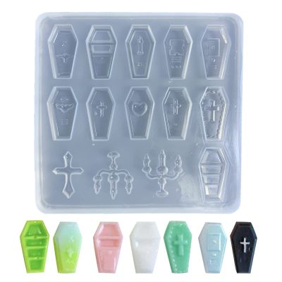 HYROOY Halloween Silicone Resin Mold Tiny Coffin Shape Mold Filling Craft Quicksand Filler Resin Mold Making Handmade Craft Silicone