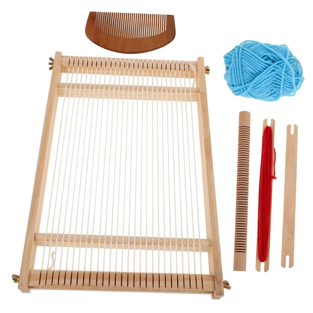 Angoily Handwoven Tapestry Wooden Loom DIY Weaving Kit Knitting Blanket Loom Weaving Shuttle