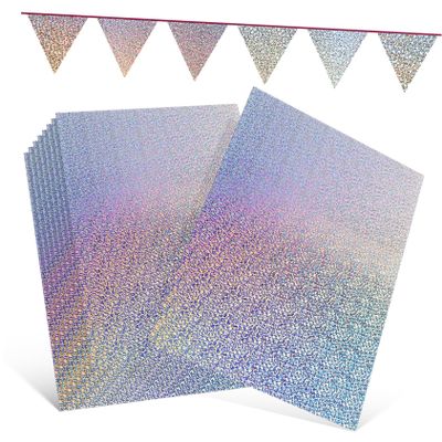 jojofuny 10 Sheets Holographic Glitter Cardstock Paper for Crafts Scrapbooking Origami Premium Sparkly Paper for Party Decorations and DIY Projects