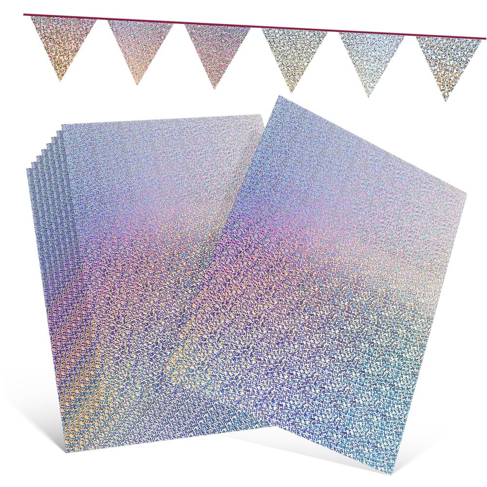 jojofuny 10 Sheets Holographic Glitter Cardstock Paper for Crafts Scrapbooking Origami Premium Sparkly Paper for Party Decorations and DIY Projects