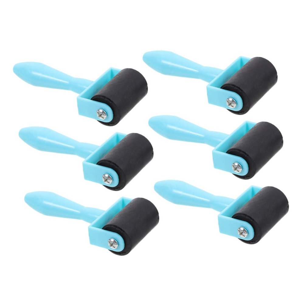 DIYEAH 6pcs Rubber Rollers for Printmaking Friendly Inking Tool for Crafting Embossing and Stamping Ergonomic Handle for and Creativity