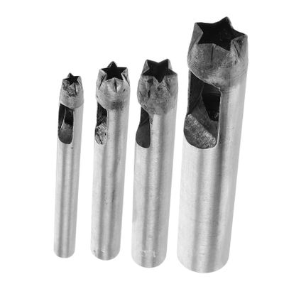 ORFOFE 4pcs DIY Leather Craft Hole Punch Tool Set Star Hole Puncher Steel Belt Puncher Ergonomic Design