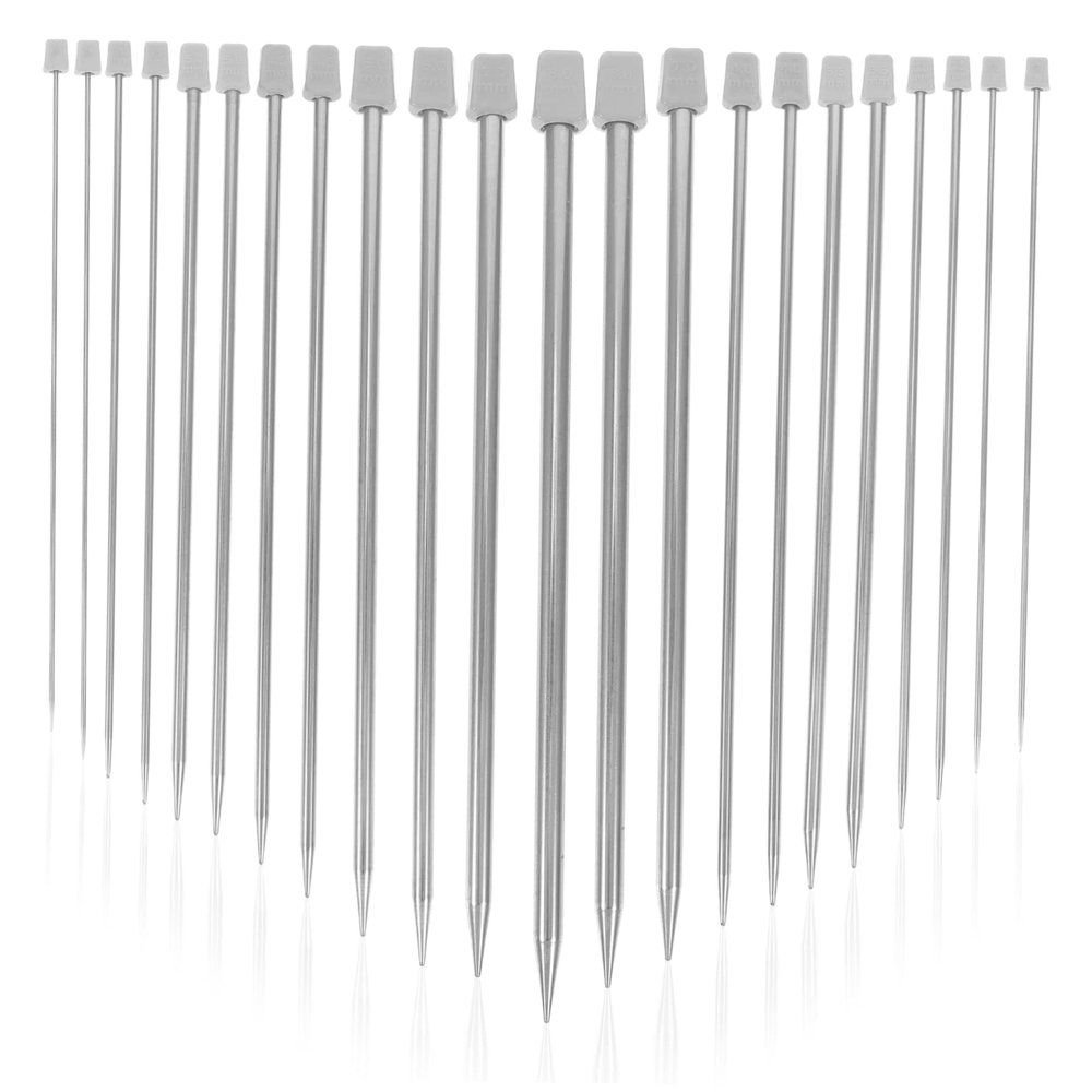 DIYEAH 22pcs Straight Single Pointed Knitting Needles Stainless Steel Knitting Tools for DIY Crafts for Beginners and Professionals for Sweaters Scarves