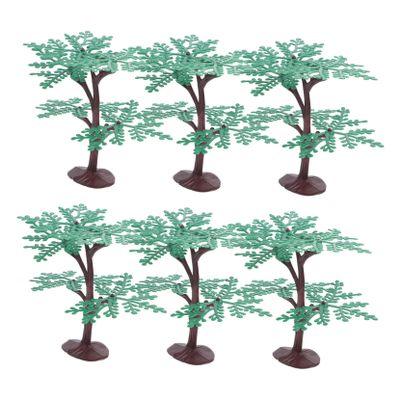 EXAOMBLE 6pcs Removable Plastic Miniature Trees for DIY Scenery Green Tree Figurines for Model Landscape for Train Diorama and Architectural Decoration
