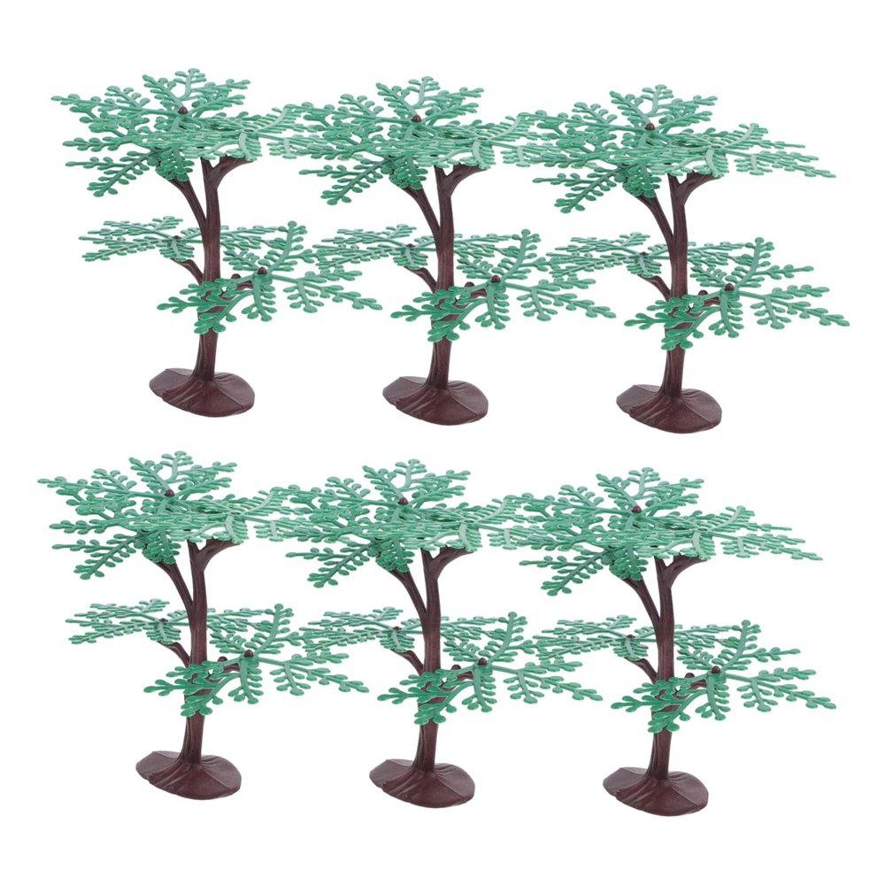 EXAOMBLE 6pcs Removable Plastic Miniature Trees for DIY Scenery Green Tree Figurines for Model Landscape for Train Diorama and Architectural Decoration