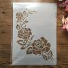 1Pcs 11.42 x 8.27 Inch Branch Rose Flower Drawing Templates Crafts Stencil for Painting on Wood Wall Door Canvas Home Dcor Style A view 1