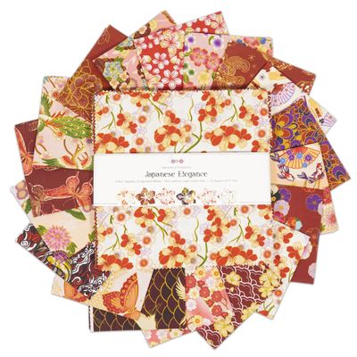 Soimoi 40Pcs 10" x 10" DIY Cotton Fabric Squares, 10" Layer Cake Squares Patchwork, Pre-Cut Quilt Charm Pack, DIY Sewing Quarters Bundle, Quilting Fabric Bundles- Japanese Elegance