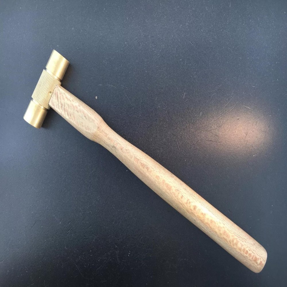 Damyprd Professional Brass Hammer 3oz (85g) | Premium Small Hammer for Jewelry Making & Watch Repair | 9.1" Ergonomic Handle with Anti-Slip Grip | 2" x 5/8" Precision Head