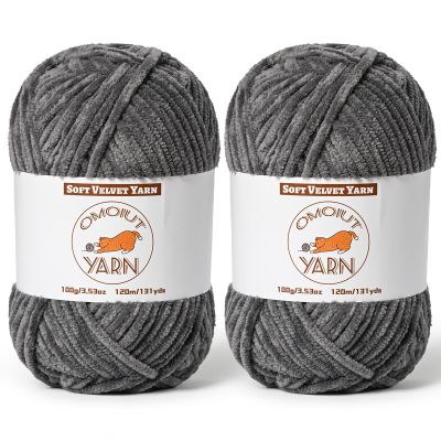 2 Pack Dark Gray Fluffy Velvet Yarn for Crocheting, Chunky Chenille Baby Blanket Yarn for Crochet, Soft Fuzzy Puzzle Yarn for Knitting, (100g/3.53oz Each) Bulky Thick Amigurumi Crochet Yarns