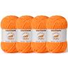 4 Pack Orange Fluffy Velvet Yarn for Crocheting, Chunky Chenille Baby Blanket Yarn for Crochet, Soft Fuzzy Puzzle Yarn for Knitting, (100g/3.53oz Each) Bulky Thick Amigurumi Crochet Yarns view 1