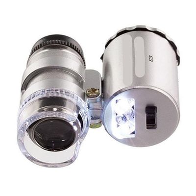 Microscope Mini 60X Magnifier Microscope Jeweler Loupe with LED Light