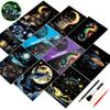 Glow in The Dark Scratch Art for Adults,A5 Rainbow Scratch Painting Craft Kit with 8 Sheets,DIY Foil Engraving & Scratch & Sketch Set,Stress Relief Gift and Creative Home Decor(Marine & Castle Series) view 1