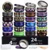 Luxetins 24 Pack Empty Candle Tins, 24 Designs Metal Tins,Candle Containers with Lids,Bulk Candle Jars,Wicks, Stickers, Wicks Holder for DIY Candle Crafting Small Businesses(4OZ24PCS) view 2