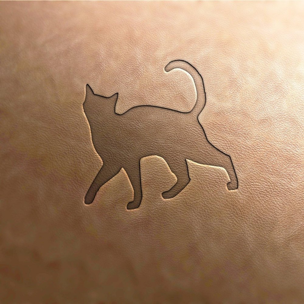 Leather Stamp cat Silhouette 1 - Delrin Material-(h) 3cm x (w) 3.45cm / Left