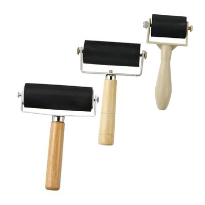 Veemoon 3pcs Rubber Drum Roller Diamond Drawing Roller Printmaking Brayers Rolling Stamp Craft Drawing Supplies