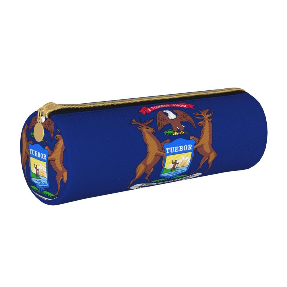 DRTGEDS Michigan State Flag Lightweight Pencil Case,Zippered Pen Pouch,Stationery Bag Zipper Pouches Pens Holder Organizer