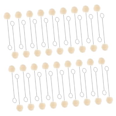 DIYEAH Leather Care Tools 100pcs Wool Dauber Balls Paint Brush Applicator Long Handle for Dyeing and Maintenance Craft Kit