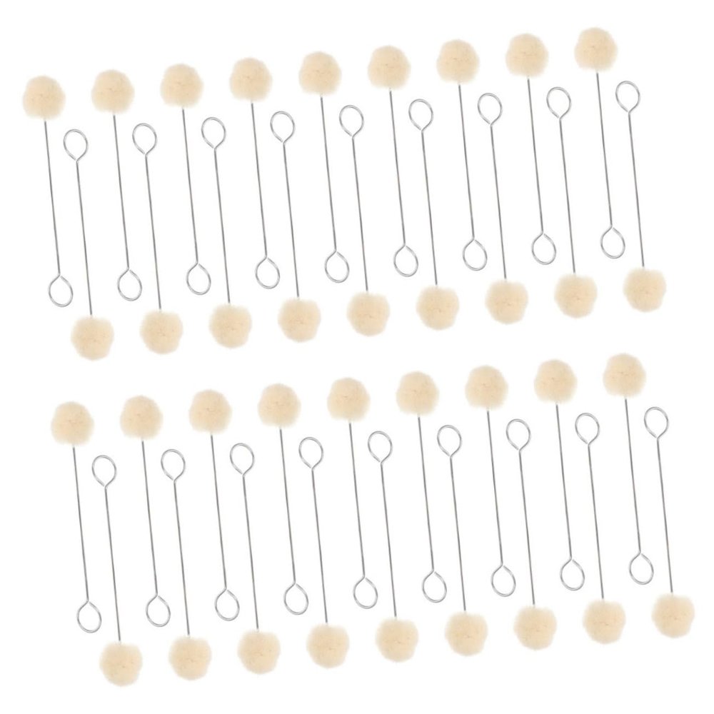 DIYEAH Leather Care Tools 100pcs Wool Dauber Balls Paint Brush Applicator Long Handle for Dyeing and Maintenance Craft Kit