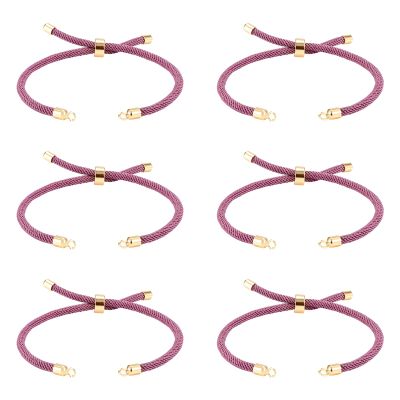 FASHEWELRY 10 Pcs Adjustable Slider Bracelets Nylon Twisted Cord Bracelet Making Nylon Cord Chain Link Bracelet with Golden Brass Findings for DIY Jewelry Making Supplies (Indian Red)