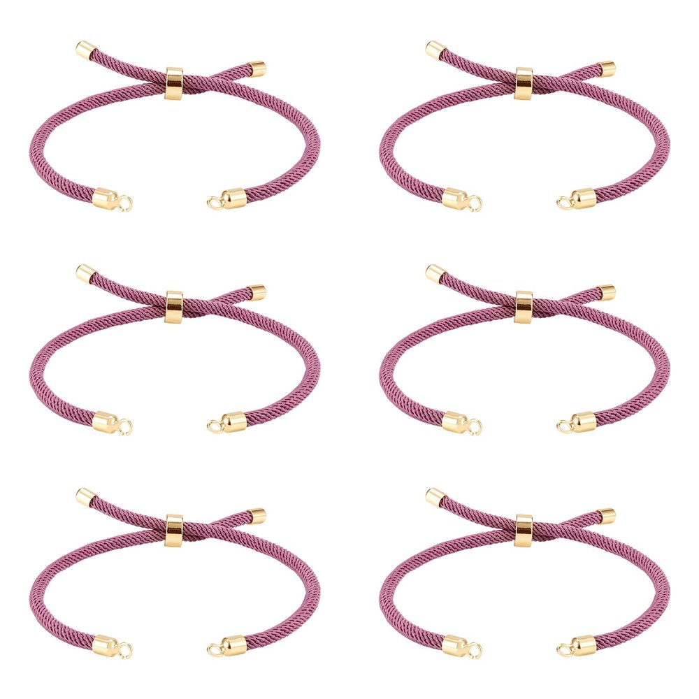 FASHEWELRY 10 Pcs Adjustable Slider Bracelets Nylon Twisted Cord Bracelet Making Nylon Cord Chain Link Bracelet with Golden Brass Findings for DIY Jewelry Making Supplies (Indian Red)